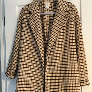 Joie, Fleece, Plaid, Jacket/Blazer, Size M, Beige, Cream, Brown